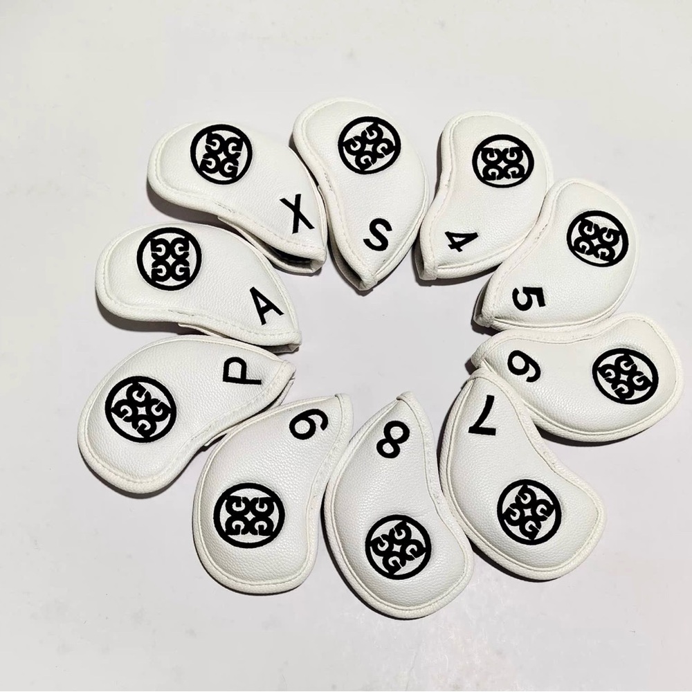 Gfore White leather Golf Iron Headcovers with magnet